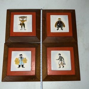 French Vintage 4 TILES WALL HANGINGS French possibly